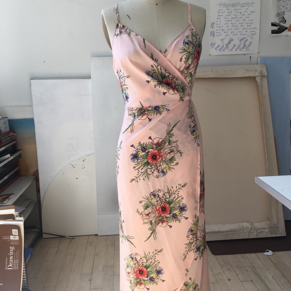 Floral pink Topshop wrap dress